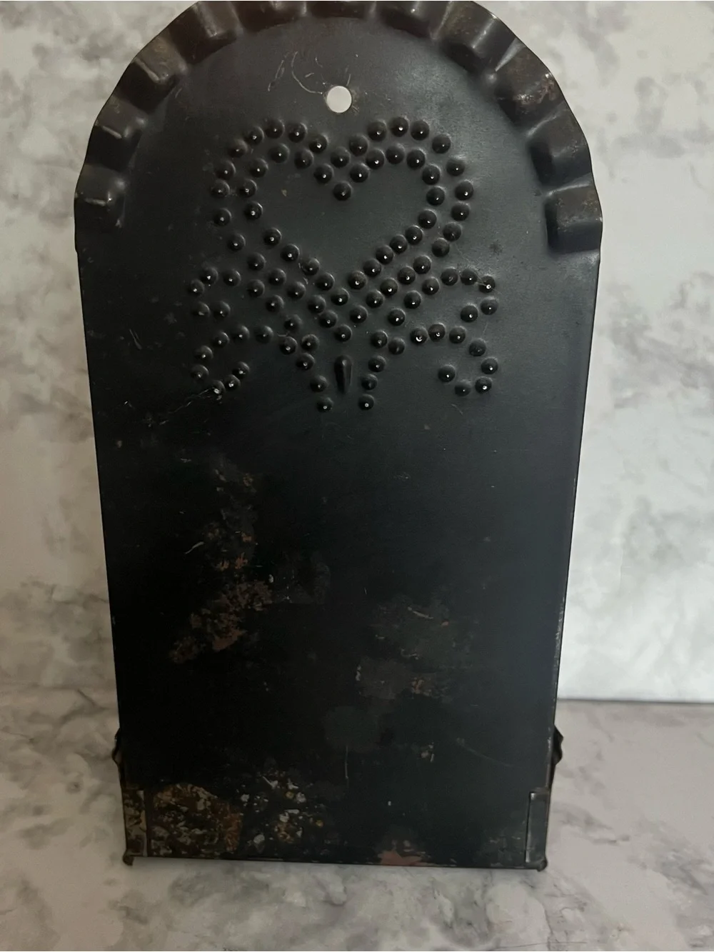 Metal Wall Candle Holder with Heart Cutout - Dark Brushed Finish